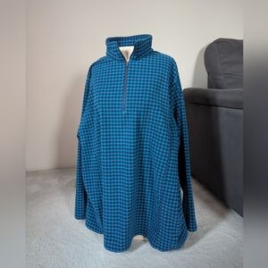 Houndstooth Blue Land's End Fleece Quarter Zip Pullover